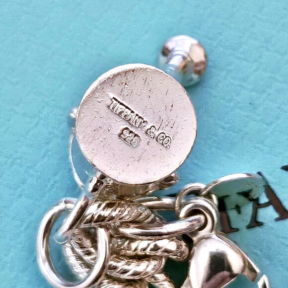 RARE Tiffany & Co Sterling Silver Watering Can Charm Twisted Rope Chain Bracelet - Picture 5 of 6